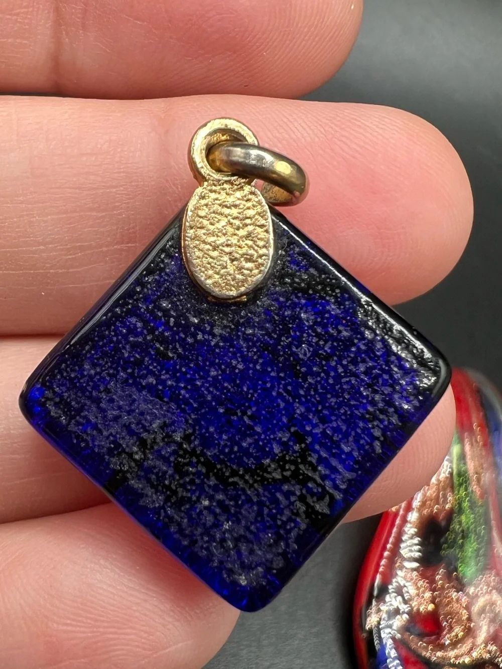 Lot of 5 Art Glass Pendants Hand Blown Dichroic Glass Heart Disc Jewelry Making